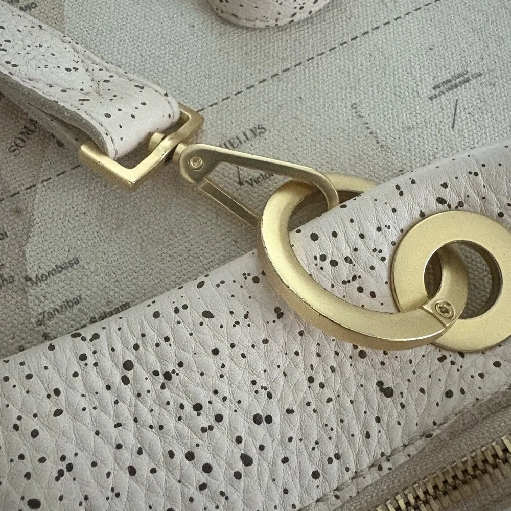 Hammitt Speckled Cream Leather Crossbody with Gold Hardware